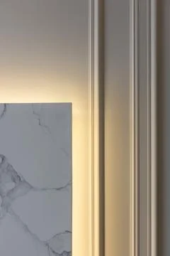 Warm backlit wall molding close up detail Stock Photos