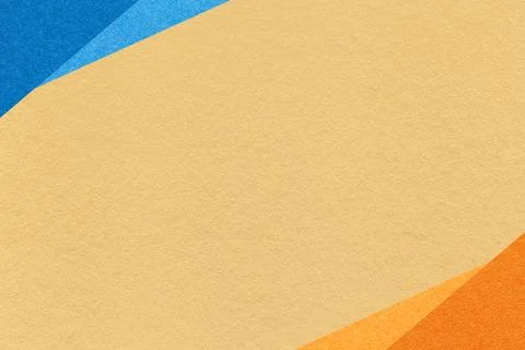 Warm beige paper texture background with blue orange geometric corners grad.. Stock Illustration