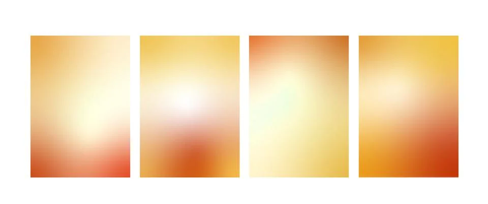 Warm blur gradient background. Sunny autumn gradation templates set. Vector Stock Illustration