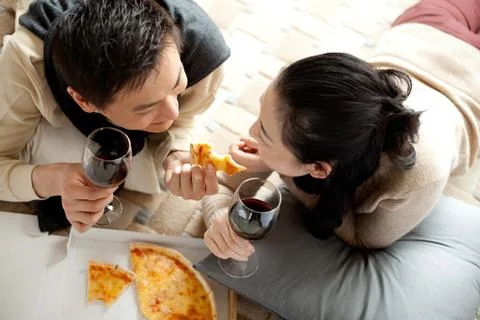 Warm box Young men Red wine glass Slice Transverse composition Get down. Cushion Stock Photos