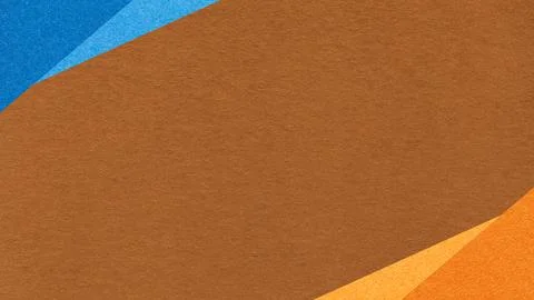 Warm brown paper texture background with blue orange geometric corners gradie Stock Photos
