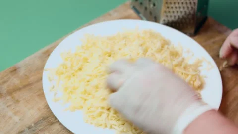 Warm chicken breast browned before being diced in top view, 4K Stock Footage 341104867