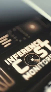 Warm cinematic touchscreen view presents AI inference cost monitoring Stock Photos