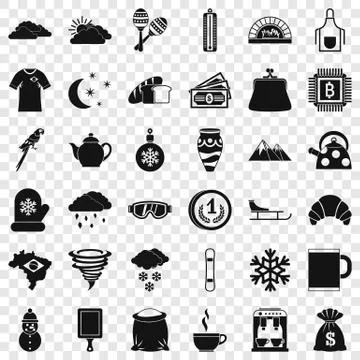 Warm coffee icons set, simple style 스톡 일러스트