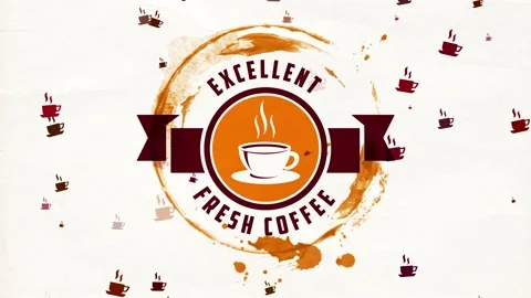 Warm coffee teacup graphic internal oval icon with medal for excellent pure Stock Footage 130927761