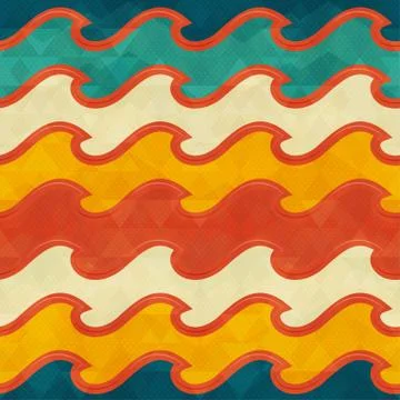 Warm color wave seamless pattern Stock Illustration