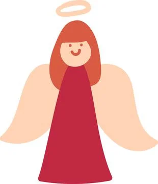 Warm Colored Hand-drawn Icon. Cozy Christmas Angel Stock Illustration