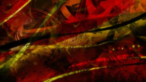 Warm Colored Wavy Lines and Swirling Zooming Abstract Flowers Stock Footage 112968114