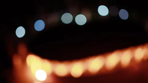 Warm Colorful Bokeh Rays On Dark Background Night City Lights Stock Footage 327619958