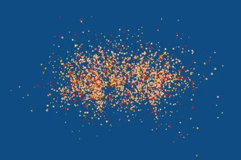 Warm colorful low poly explosion design element for holiday. Isolated on blue Stock Illustration