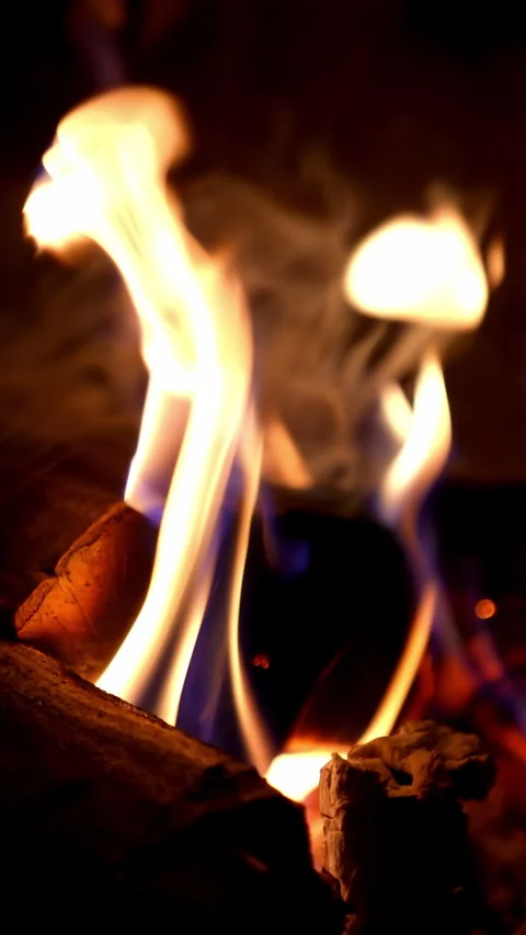 Warm cozy burning fire in fireplace.  Stock Footage 292011969