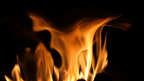 Warm cozy burning fire Stock Footage 89571135