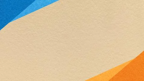 Warm cream paper texture background with blue orange geometric corners grad.. Illustrazione stock