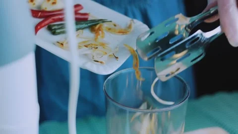 Warm culinary close-up: adding sour cream to a mixing vessel Stock Footage 342179585