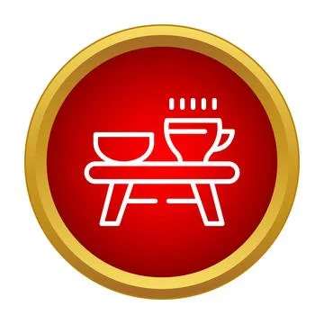Warm cup and bowl on table icon Stock Illustration