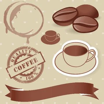 Warm cup of coffee on brown background Stock Illustration