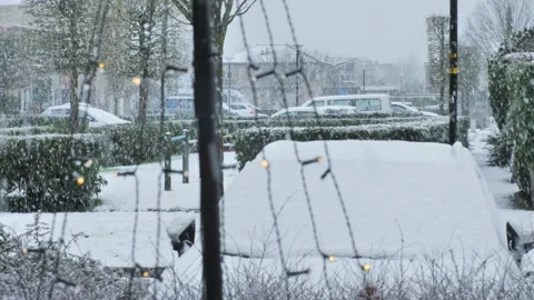 Warm decorative string lights Video stock 327429575