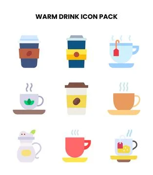 Warm Drink Flat Design Icons Pack Stock Illustration
