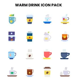 Warm Drink Flat Graphics Icons Pack Illustrazione stock