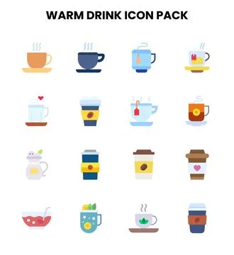 Warm Drink Flat UI Icons Pack Stock Illustration