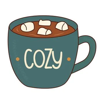Warm Drink in a Mug With Marshmallows on Top During a Chilly Day Stockillustratie