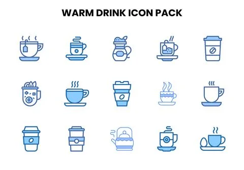 Warm Drink Two Colour Set Icons Pack Stock Illustration