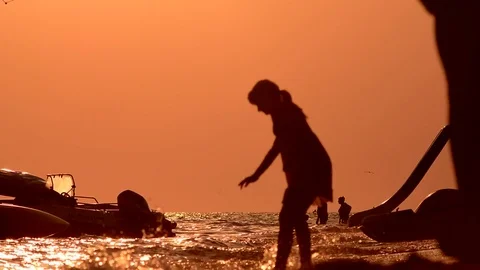 Warm evening beach Stock Footage 76478435
