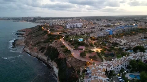 Warm Evening Light Over Mediterranean Town in Spain Video stock 336734172