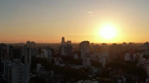 Warm Evening Sunlight Illuminating Buenos Aires Cityscape Video stock 331897579
