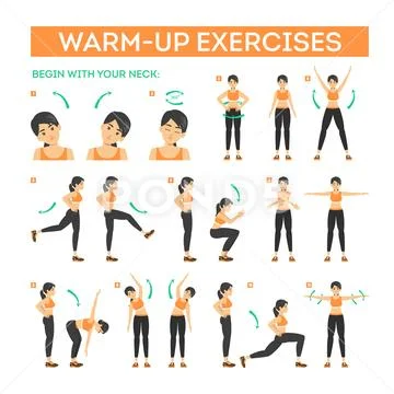 Warm-up exercise set before workout. Stretch muscles Stock Illustration