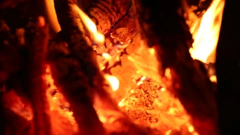 Warm Fire Background With Glowing Burning Wood Stock Footage 344911447