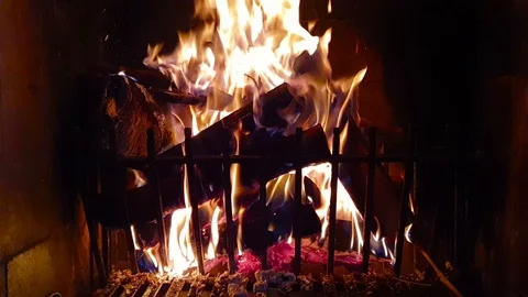 Warm Fire Burning in a Domestic Fireplace 動画素材 108564853