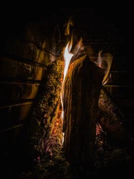 Warm Fire Burning in a Fireplace Stock Photos