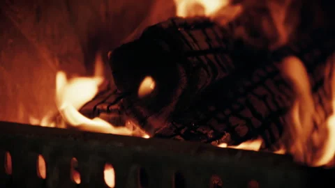 Warm fire in the fireplace Stock Footage 318304918