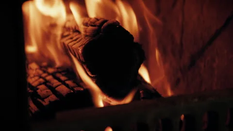 Warm fire in the fireplace Stock Footage 318304921