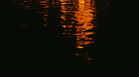 Warm fire reflections on water Stock Footage 60215981