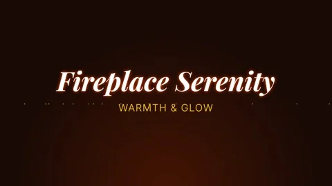 Warm fireplace serenity ambiance text on dark background overlay Stock Footage 337501391
