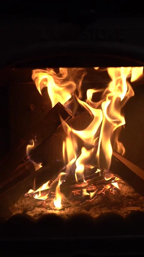 Warm Flames Dancing Inside the Fireplace Stock Footage 280302222