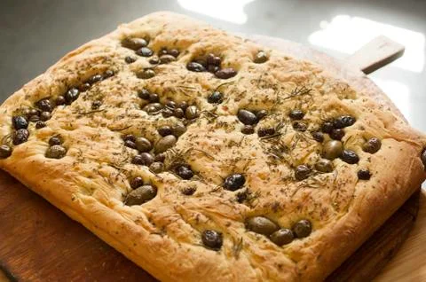 Warm Flat Bread on Wooden Baking Spade Stock Photos
