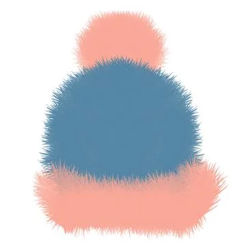 A warm, fluffy blue-green hat, fluffy mittens, a fluffy scarf with pom-poms, and Stock Illustration