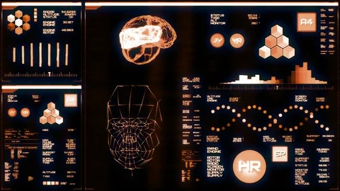 Warm futuristic interface/Digital screen Stock Footage 82271944