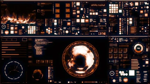 Warm futuristic interface/Digital screen Stock Footage 85346285