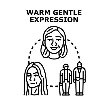 Warm gentle expression, emotion, and empathy concept Stock Illustration