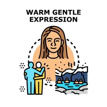 Warm gentle expression feeling comfort and relaxation Stock Illustration
