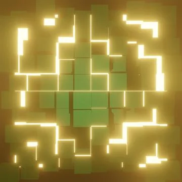 Warm glow fragmented cubes Stock Illustration