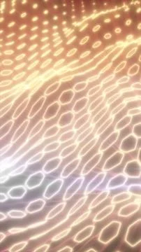 Warm glowing abstract cellular mesh with golden light lines, organic curves.. Stock Illustration