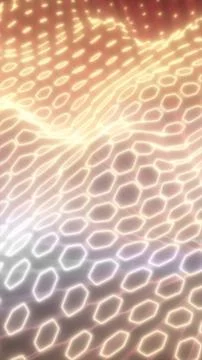 Warm glowing abstract cellular mesh with golden light lines, organic curves.. Stock Illustration