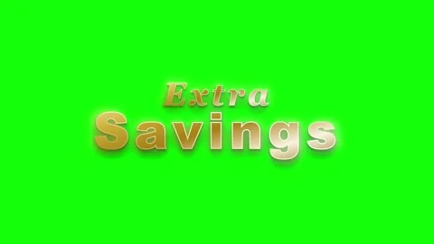 Warm gold metallic text Extra Savings with soft glow on green screen background 動画素材 336365275