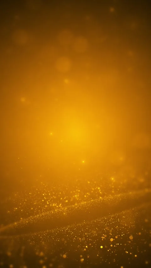 Warm gold sparkle background flowing particle waves, soft light bloom, and dream Stock Footage 340412236
