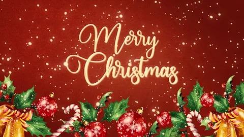 Warm Gold Text Animation with Retro Vintage Style on Rich Red Background Stock Footage 302867279